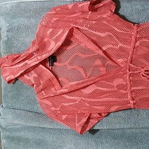 Coral mesh poolside hoodie